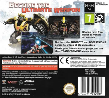 Transformers - Kampf um Cybertron - Autobots (Germany) box cover back